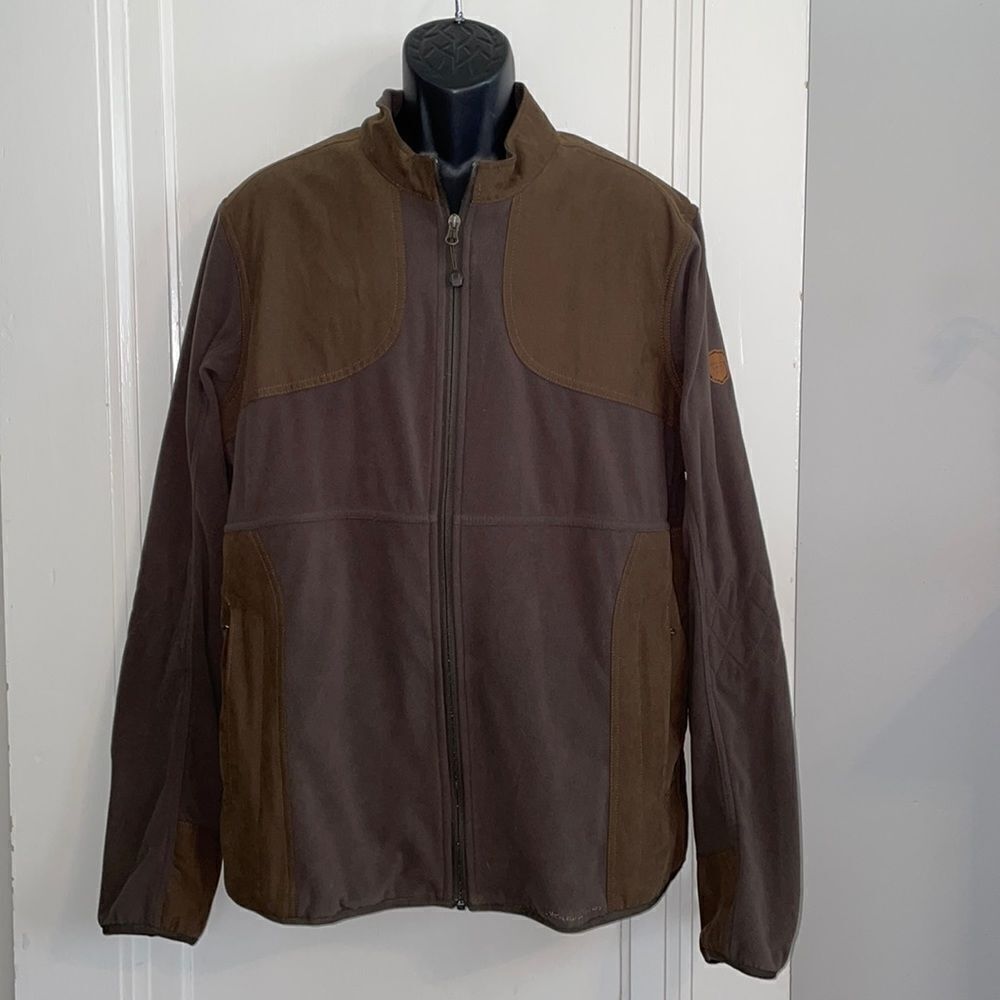 Eddie Bauer Sport Shop brown & gray/green polyester fleece jacket